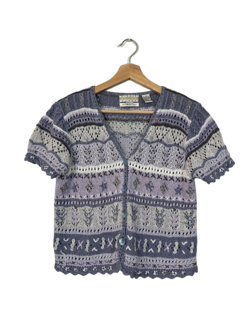 Sigrid Olsen VTG 90s Hand Knit Cardigan Size MP Crochet Cottagecore Artsy Boho